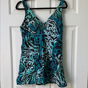 Stylish Women's Blue and Brown Swimdress
